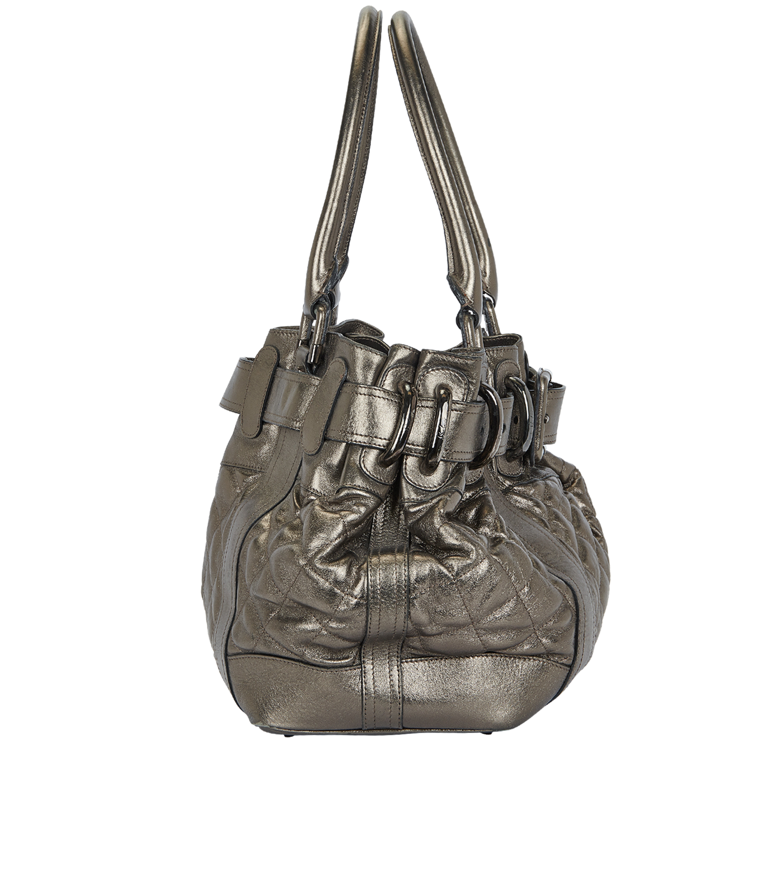 Beaton Quilted Tote, &pound;80, Handbags, Bronze, Leather, Side view